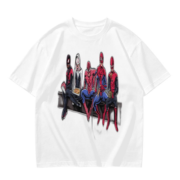 Olive T-Shirt With Spider-Verse Heroes Group Print