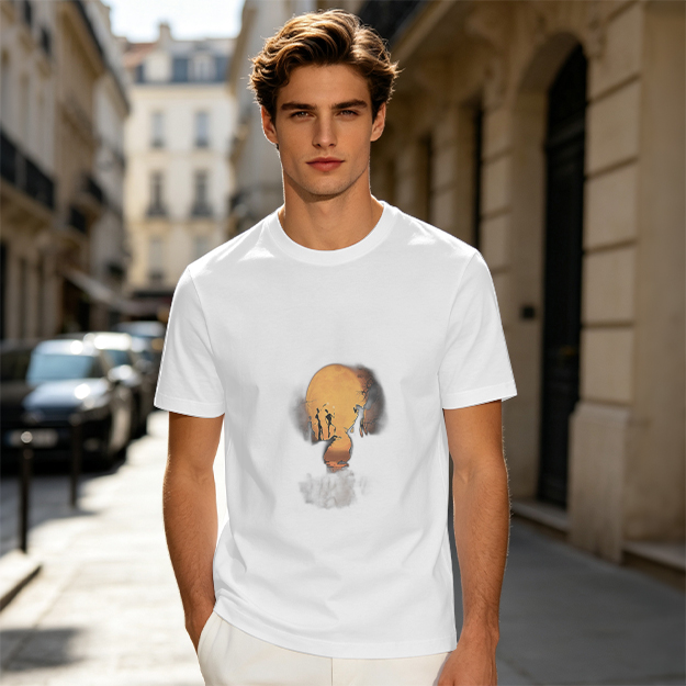 Olive Green T-Shirt With Abstract Skull Graphic Print