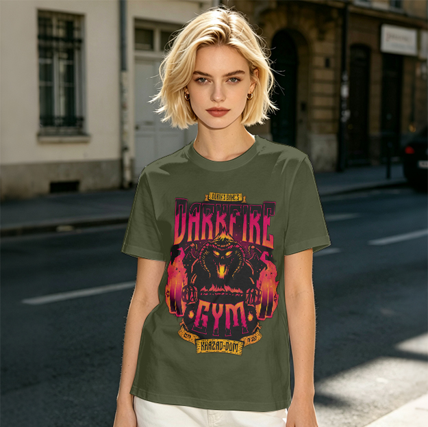 Darkfire Gym Graphic Print Olive T-Shirt