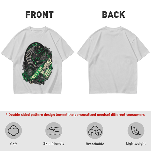 Olive Green T-Shirt With Slytherin Ambition Snake Owl Graphic