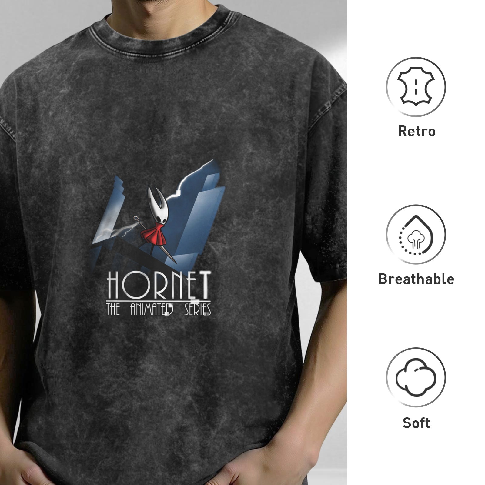 Hornet The Animated Series Graphic Stonewashed Black T-Shirt