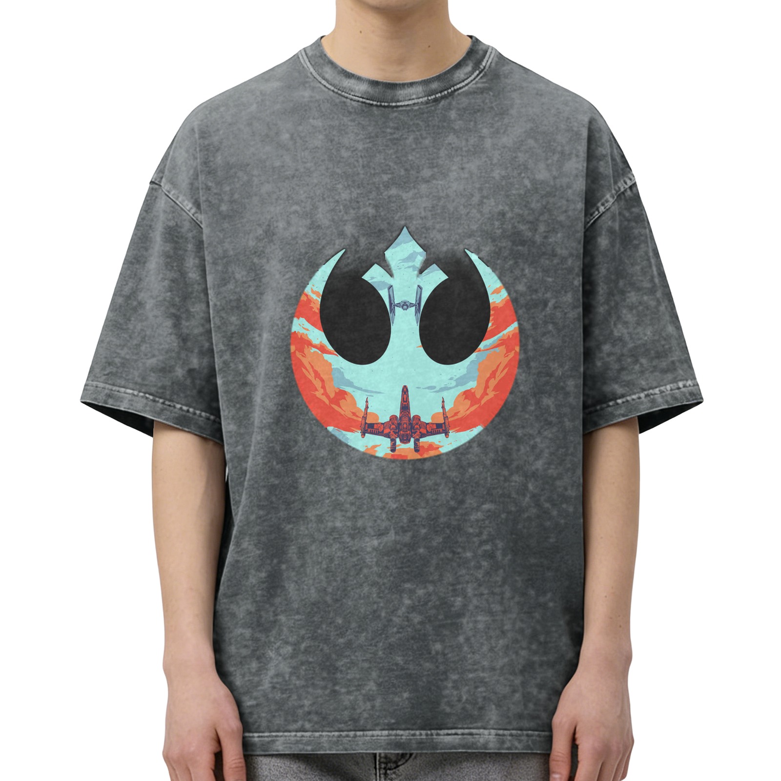 Star Wars Rebel Alliance X-Wing Graphic Acid Wash T-Shirt
