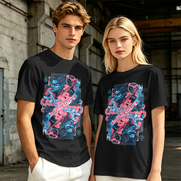 Olive Graphic Tee With Teleportation Demon Artwork