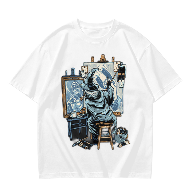 Olive T-Shirt Featuring Wizard Painting Superhero Artwork