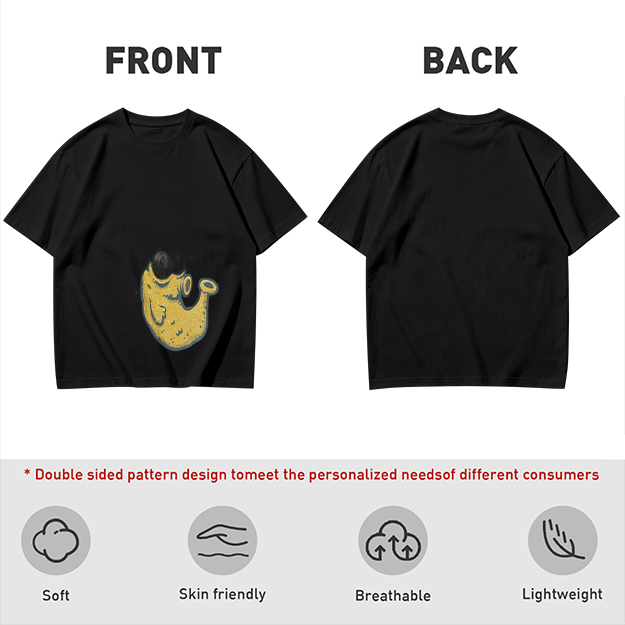 Olive Green T-Shirt With Whimsical Yellow Monster Graphic