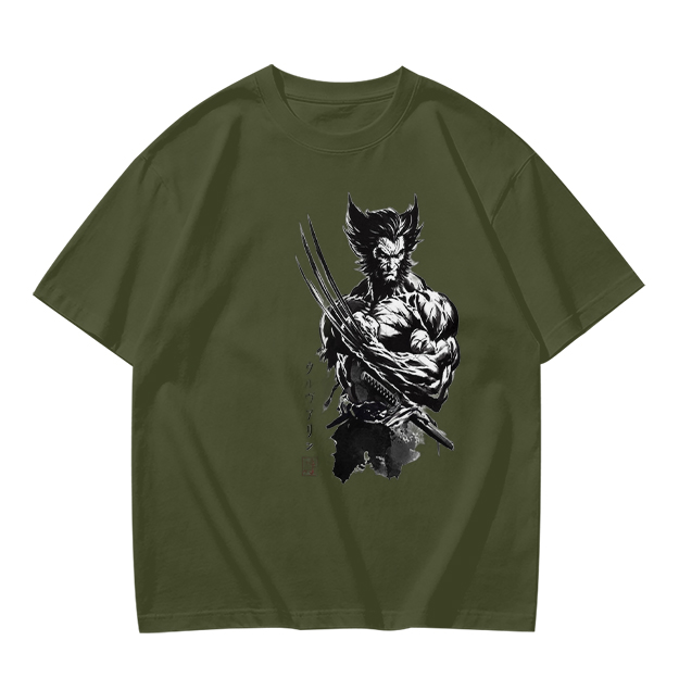 Olive T-Shirt With Wolverine Claw Print