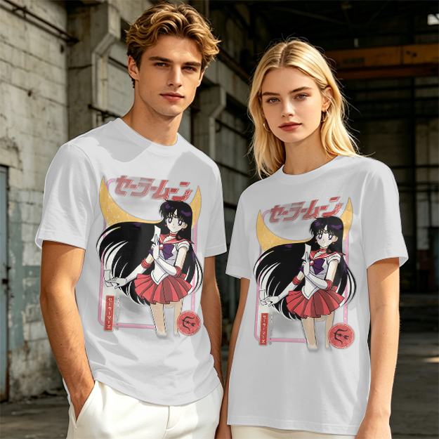 Olive T-shirt with Sailor Mars Anime Graphic Print