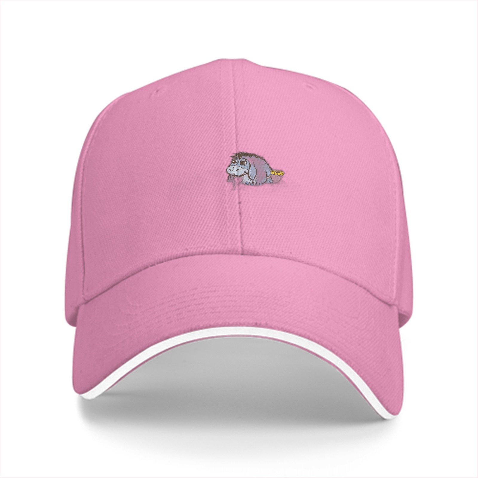 Black Baseball Cap With Small Eeyore Donkey Embroidery