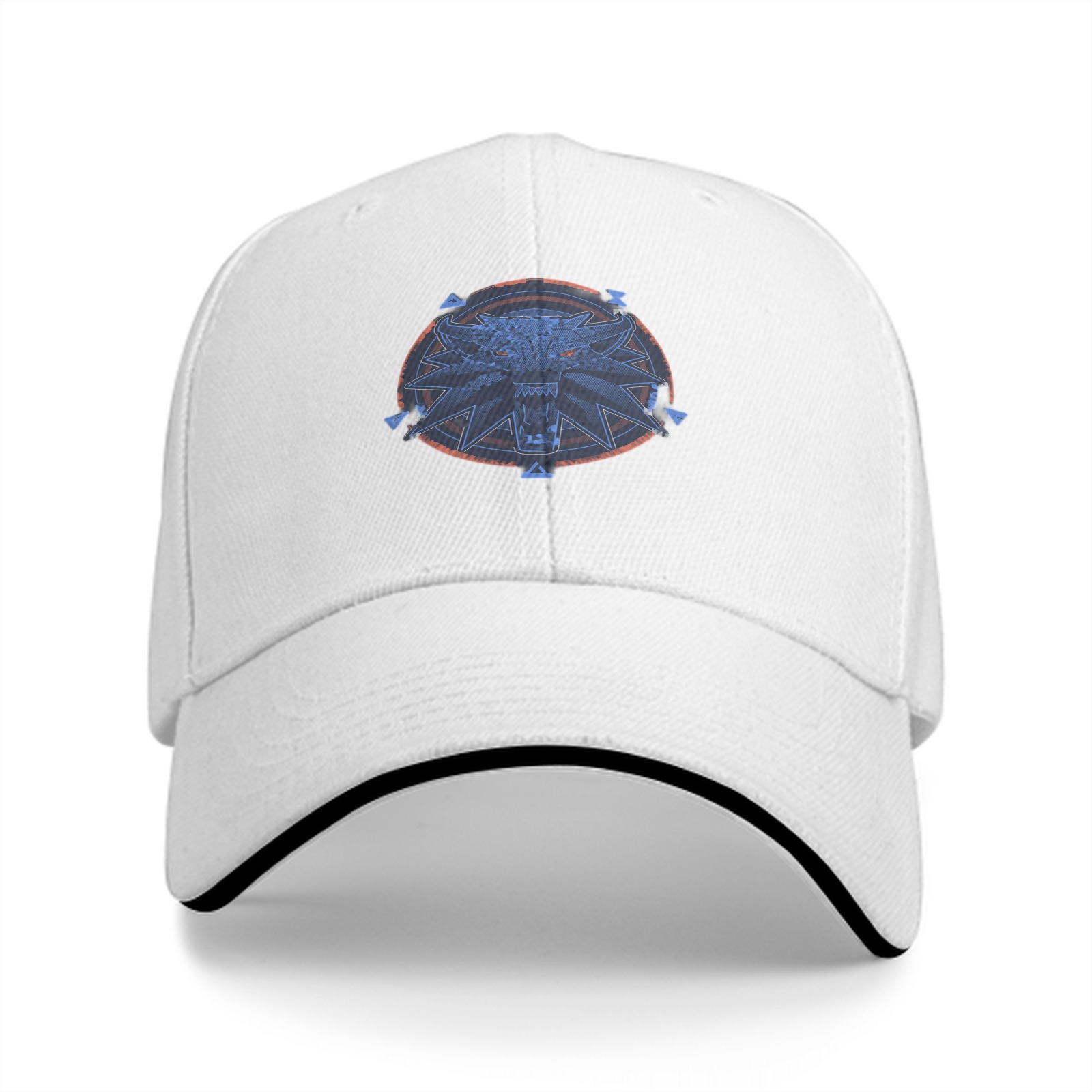Black Baseball Cap With Witcher Wolf Medallion Emblem