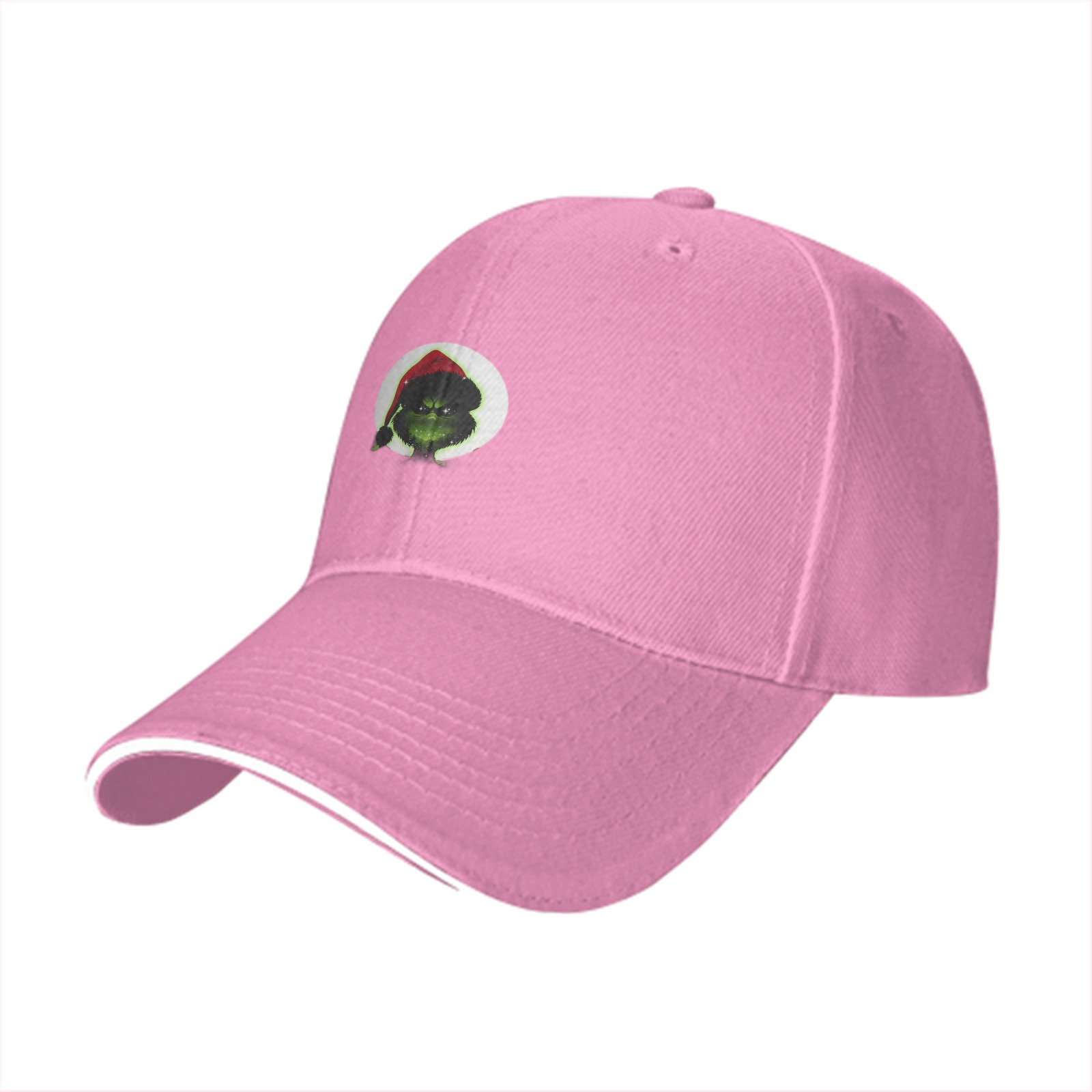 Black Baseball Cap With Grinch Santa Hat Graphic