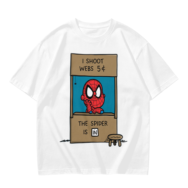 Olive t-shirt with cartoon Spider-Man web stand print