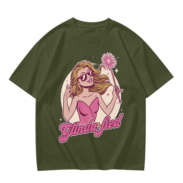 Olive Green T-Shirt with Glinda-fied Fairy Graphic Print