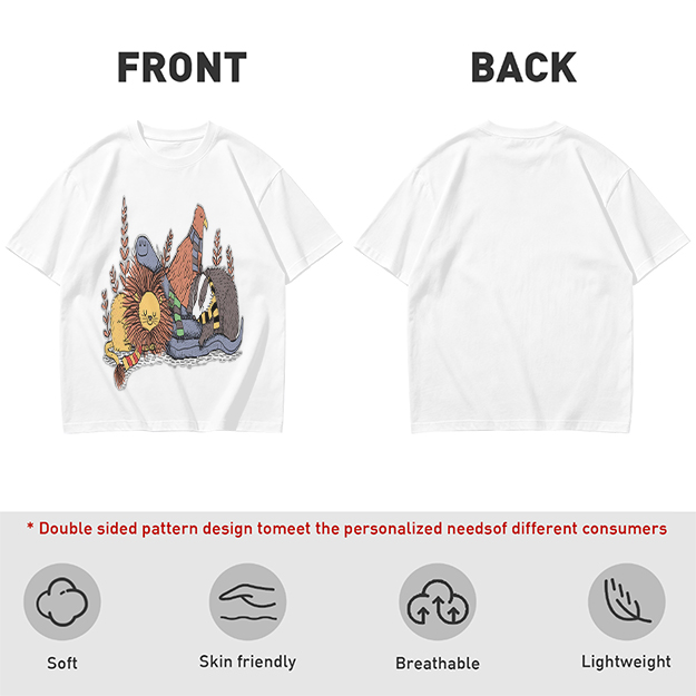 Olive Green T-Shirt With Whimsical Fantasy Creature Graphic Print
