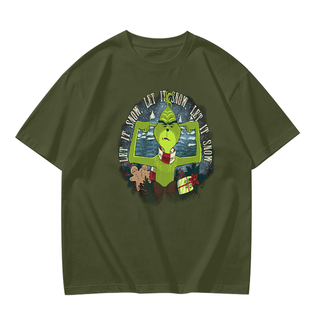 Olive Grinch Christmas Let It Snow Graphic T-Shirt
