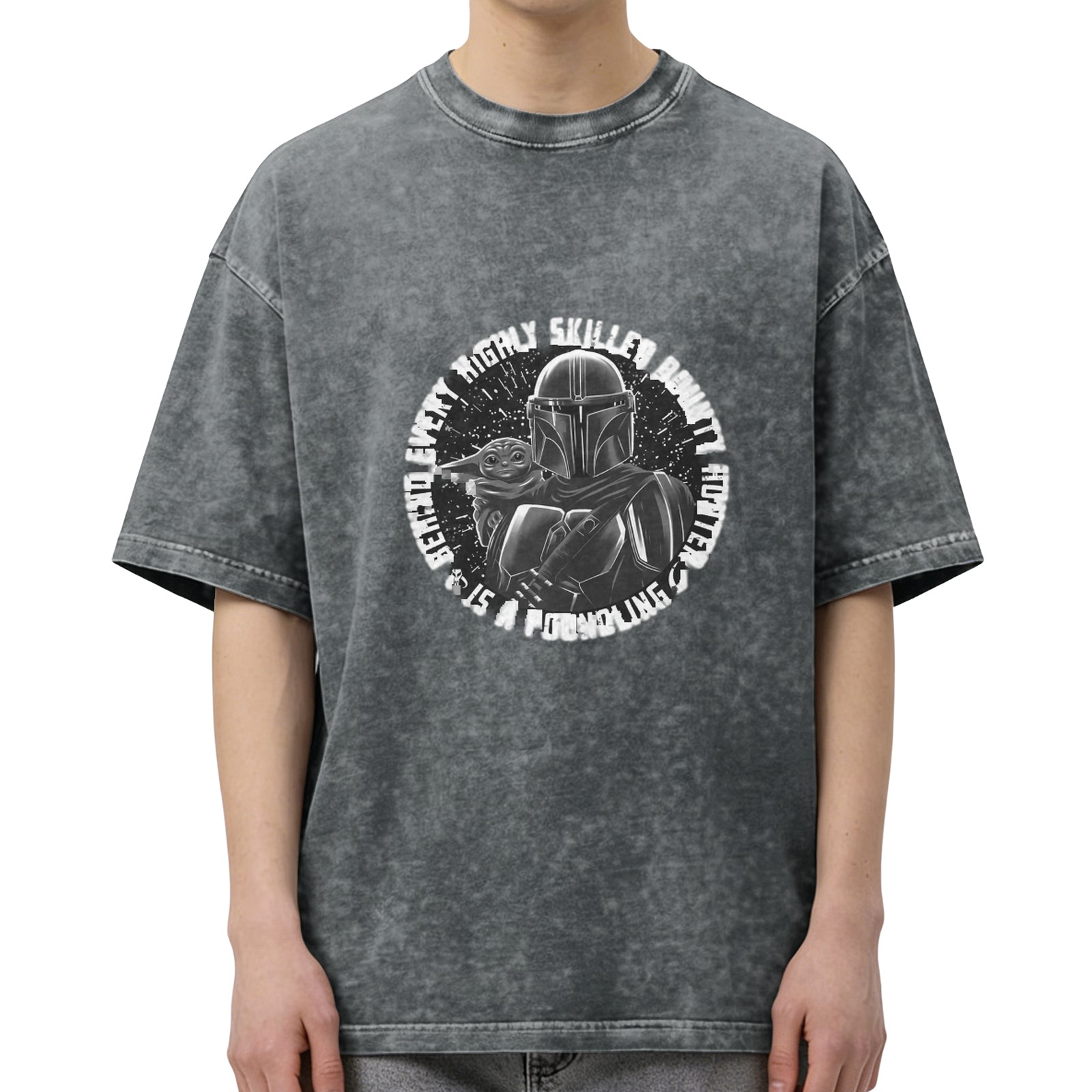 Star Wars Mandalorian Grogu Acid Wash Graphic T-Shirt
