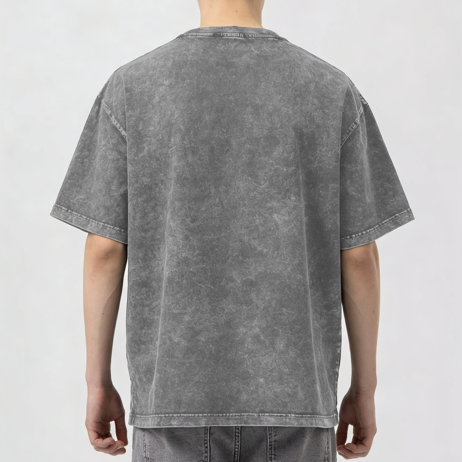 Oversized Dark Wash T-Shirt With Master Chief 117 Graphic