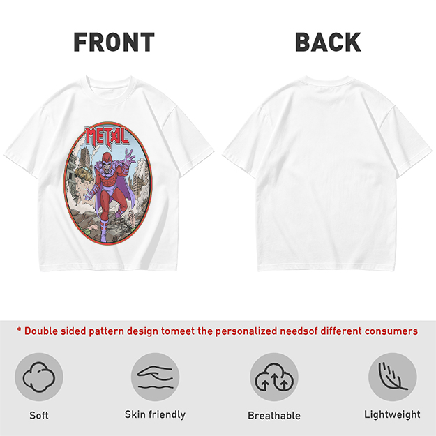 Olive T-shirt with Magneto Metal Comic Art Print