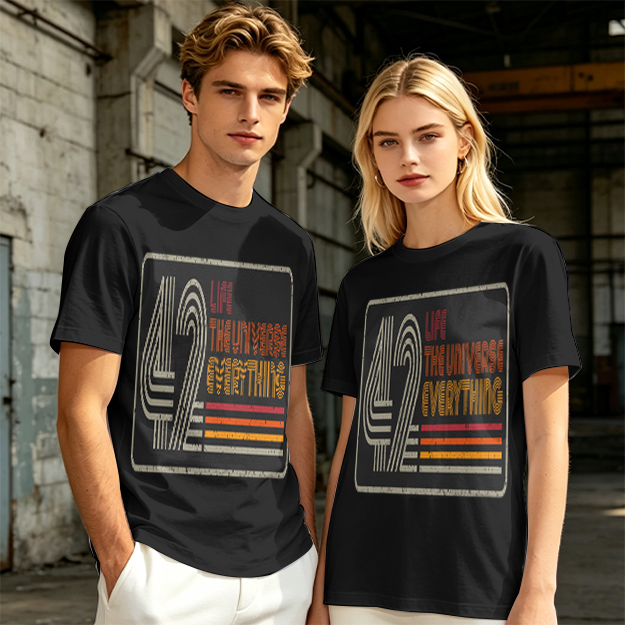 42 Life The Universe Everything Retro Graphic Olive T-Shirt