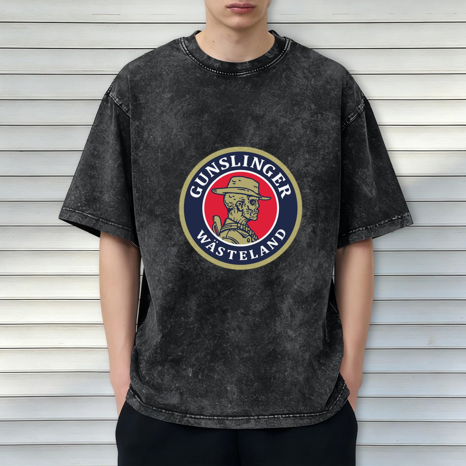 Wasteland Gunslinger Skeleton Graphic Stonewashed T-Shirt