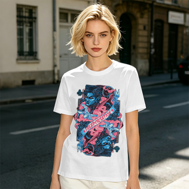 Olive Graphic Tee With Teleportation Demon Artwork