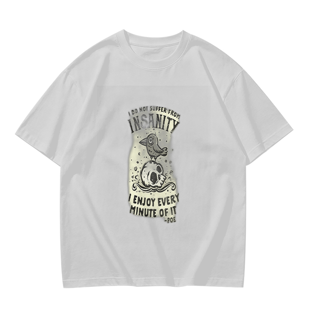 Olive Graphic T-Shirt With Insanity Skull Bird Print