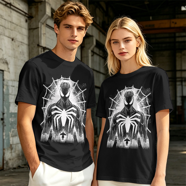 Olive T-shirt with Black Spider-Man Symbiote Suit Web Print