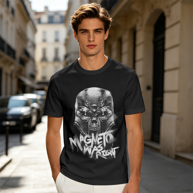 Olive Magneto Graphic T-Shirt with 'Magneto Was Right' Print