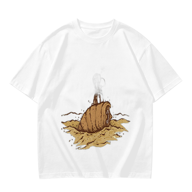 Olive Green T-Shirt With Sandworm Desert Print