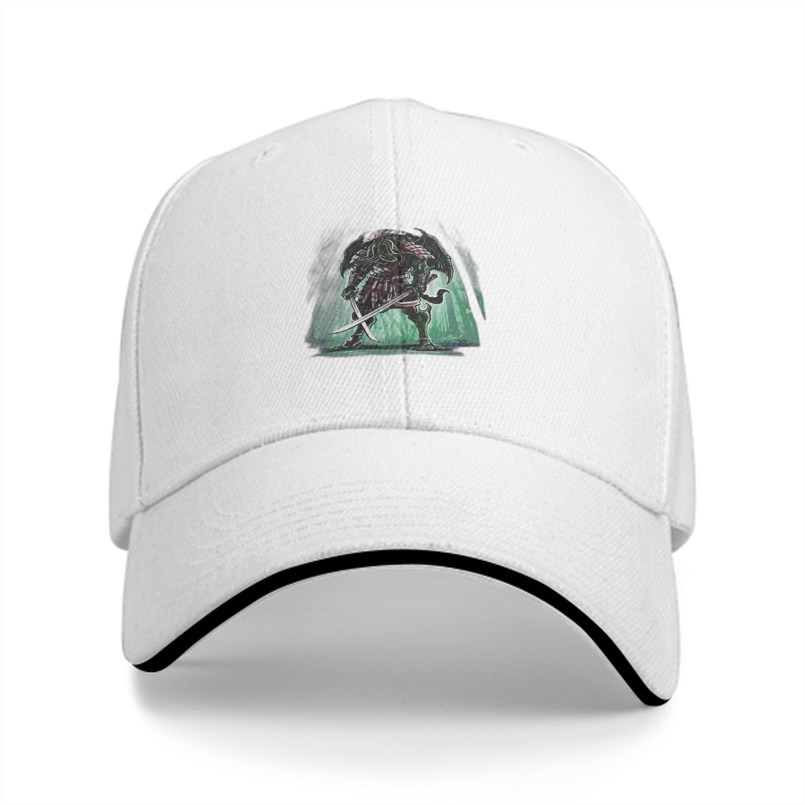 Black Baseball Cap With Samurai Cthulhu Warrior Graphic