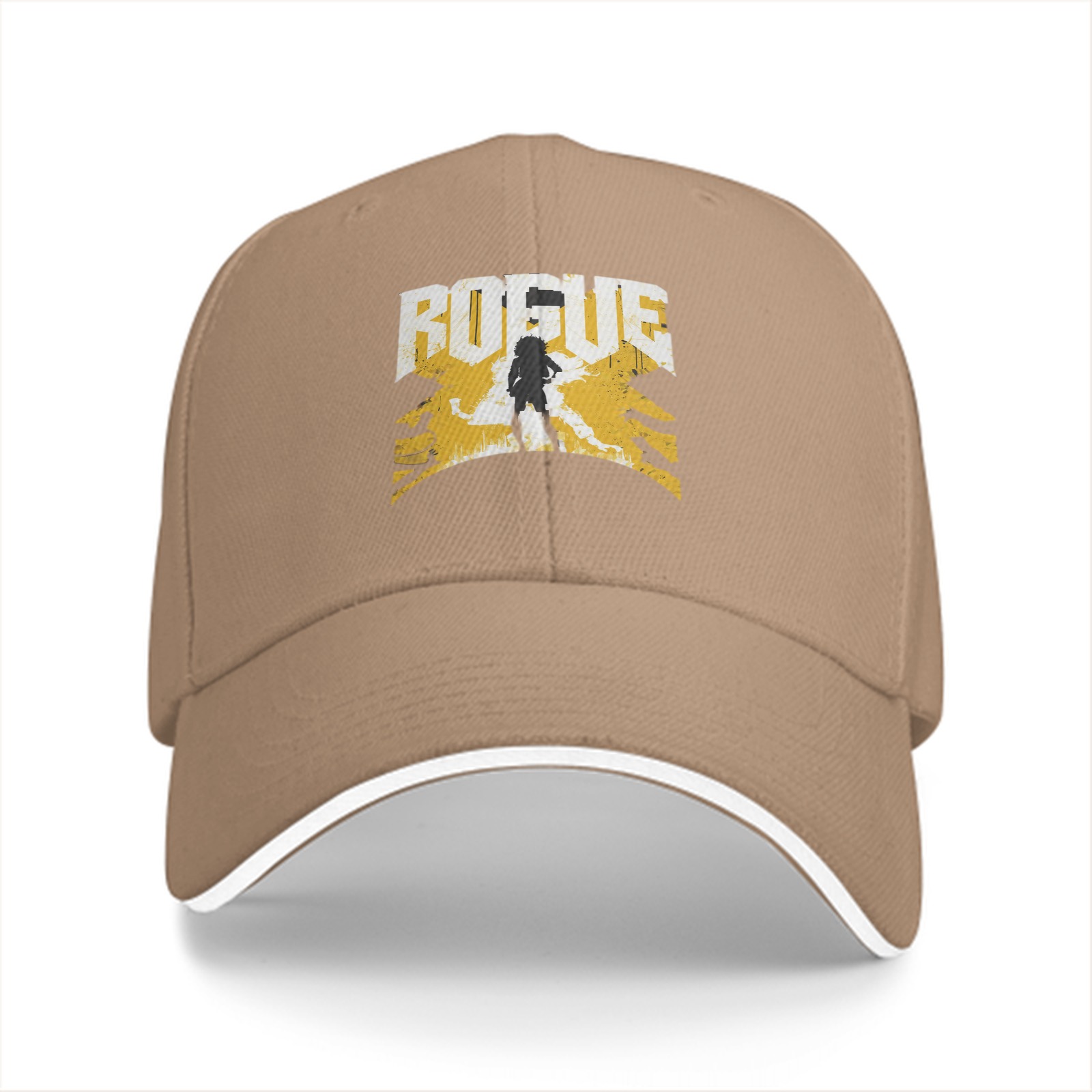 Black baseball cap with ROGUE text and silhouette graphic