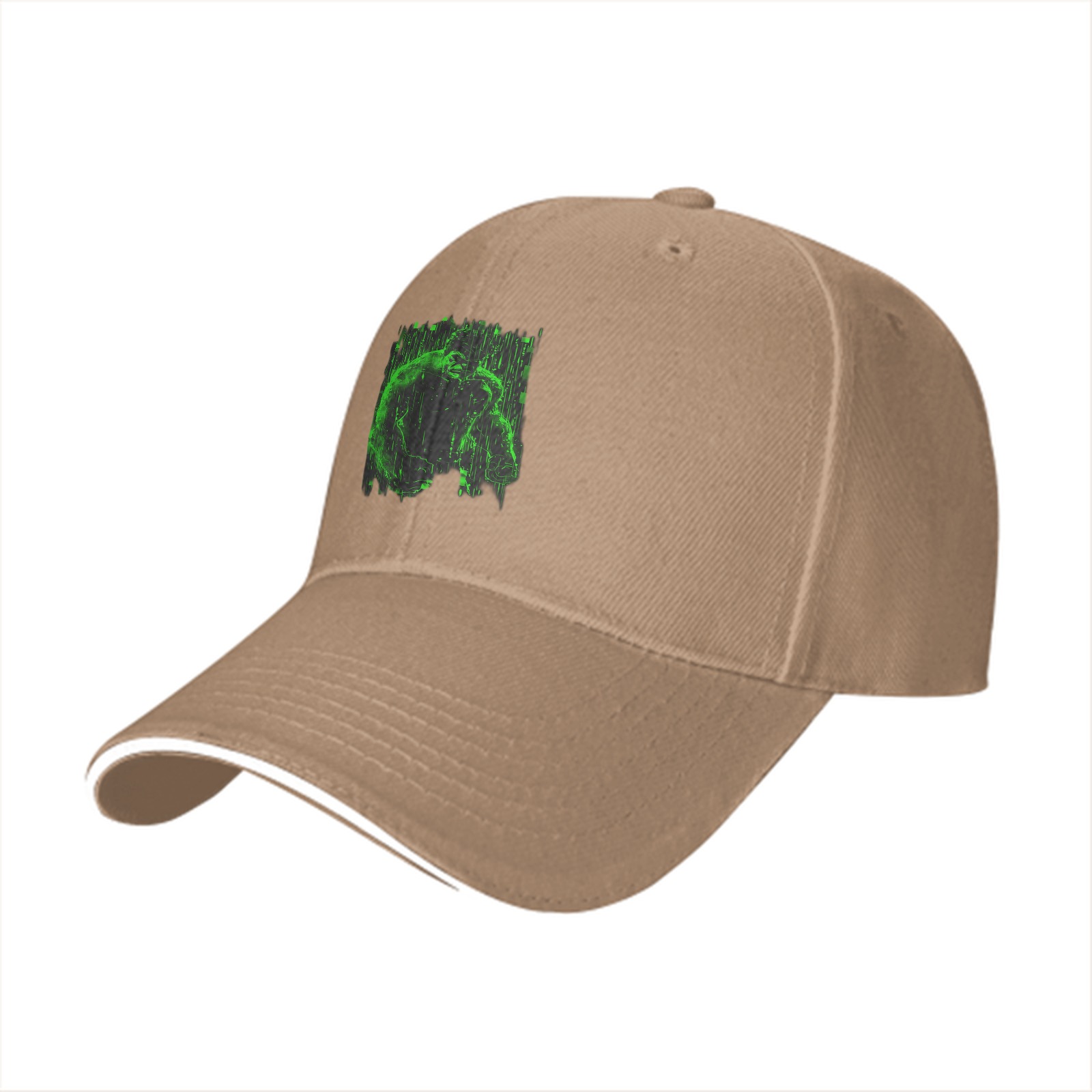 Black Baseball Cap With Green Abstract Art Graphic