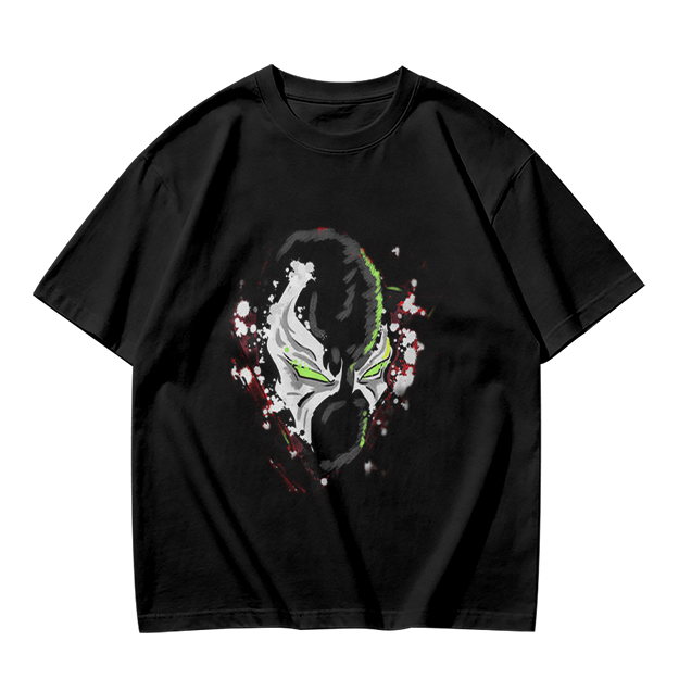 Olive T-shirt with Spawn Character Mask Graphic Print