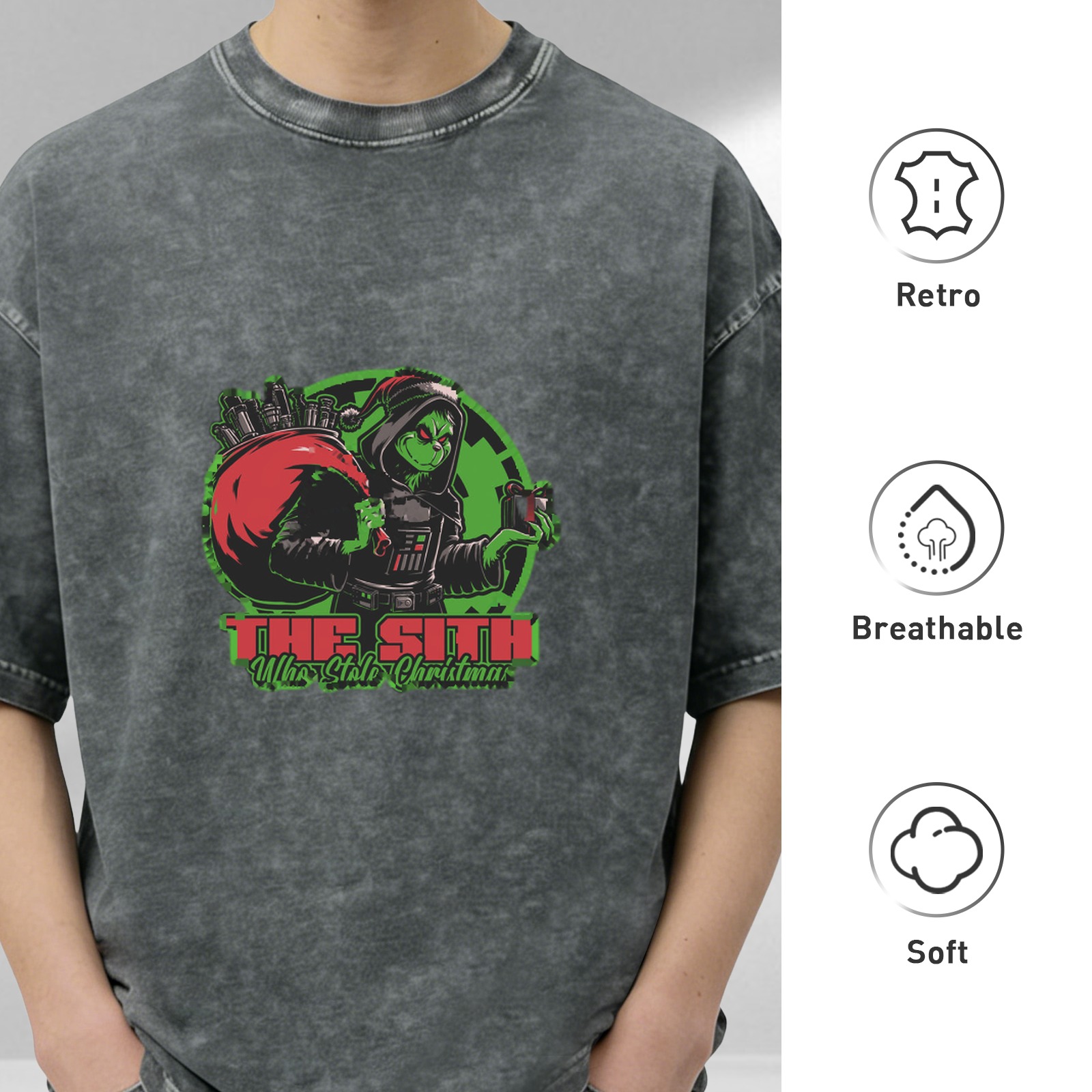The Sith Who Stole Christmas Graphic Acid Wash T-Shirt