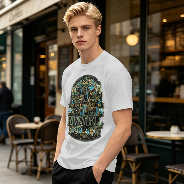 Olive Green Rivendell Themed Graphic T-Shirt