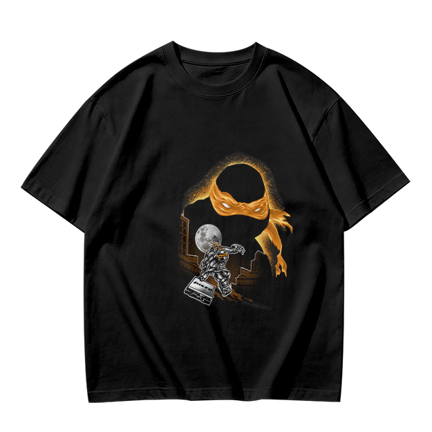 Olive T-Shirt with Orange Masked Ninja Turtle Graphic