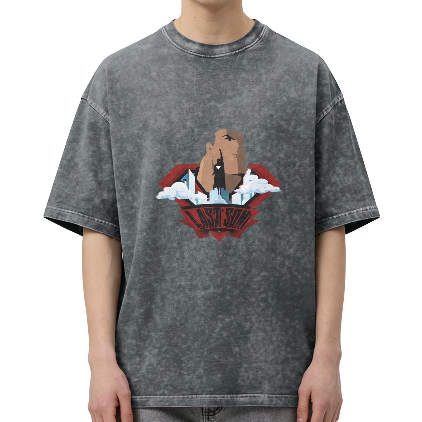 Washed Black Superman Last Son Graphic T-Shirt