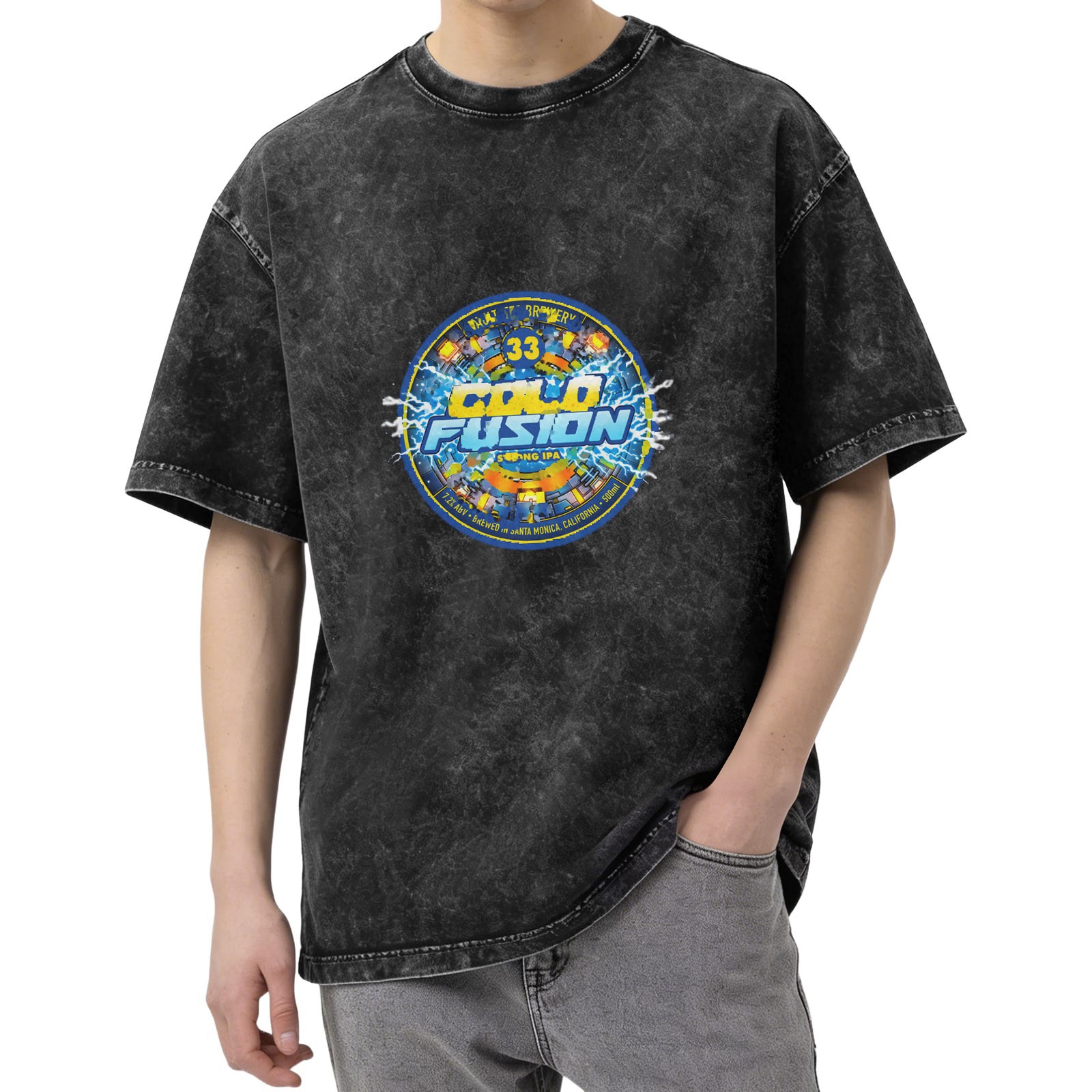 Washed black graphic t-shirt with Cold Fusion 33 design