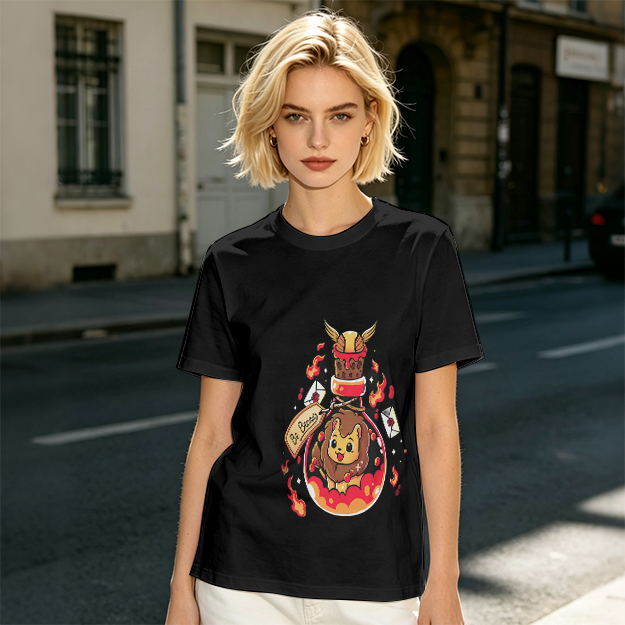 Olive T-Shirt With Cute Lion In Potion Bottle Graphic