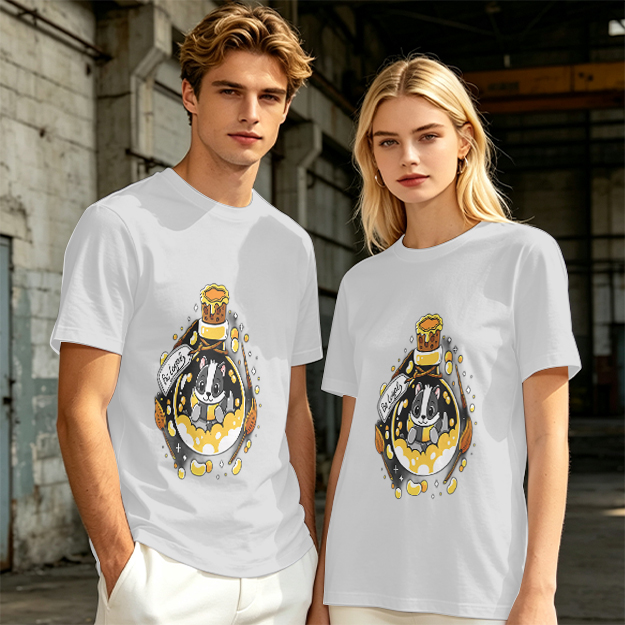 Olive T-Shirt With Cute Badger In Potion Bottle Graphic