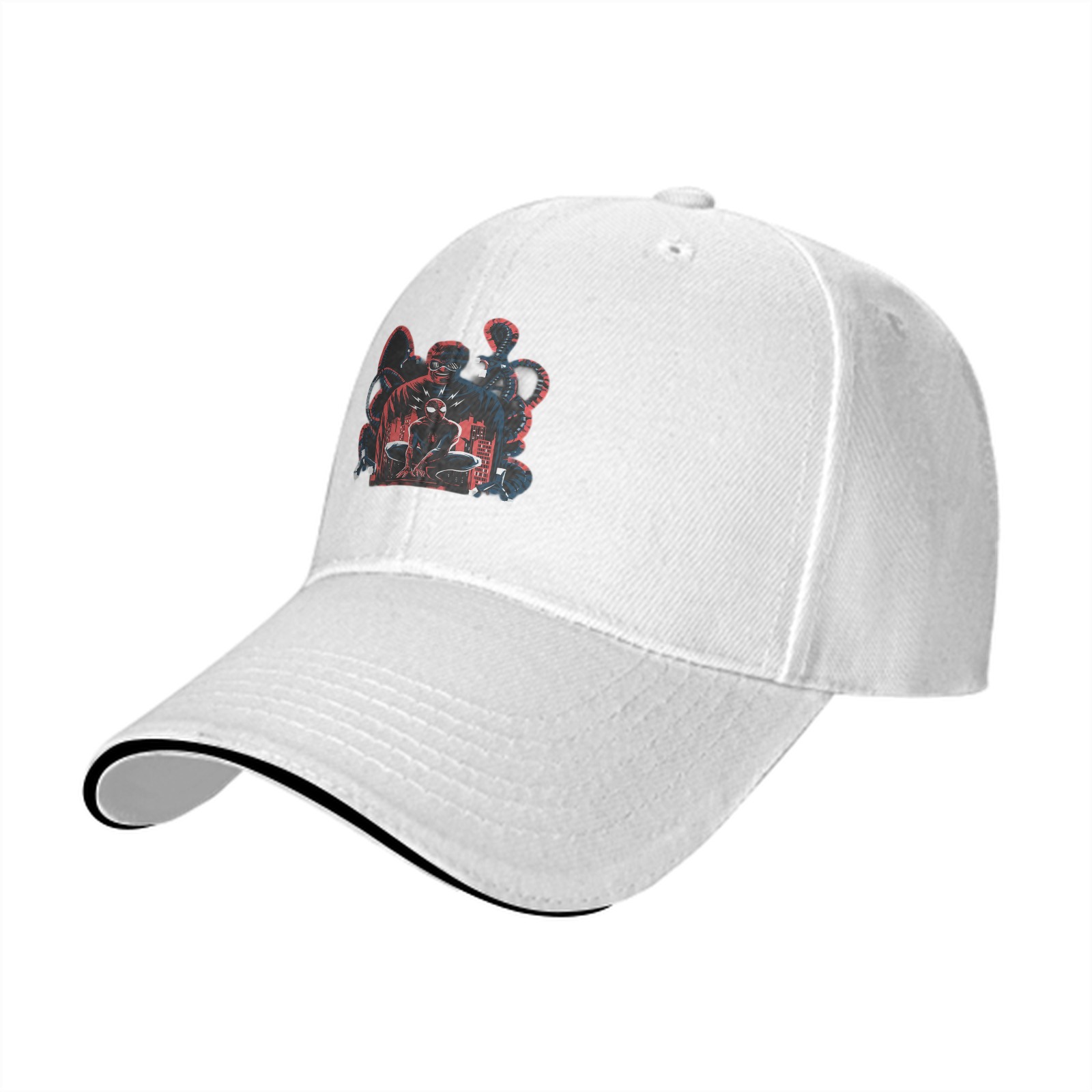 Black Baseball Cap with Spider-Man Villain Graphic Print