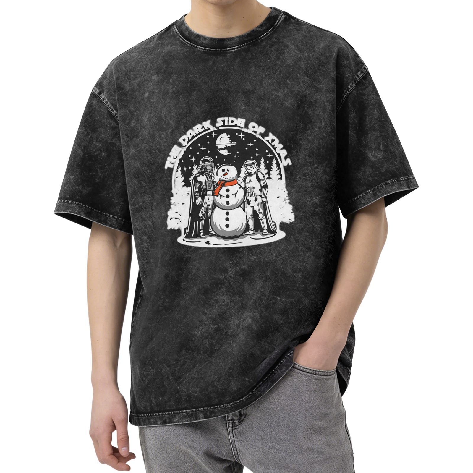 Dark Side of Xmas Star Wars Snowman Graphic T-Shirt