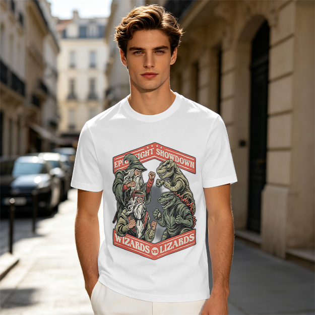 Epic Fight Showdown Wizards vs Lizards Graphic T-Shirt