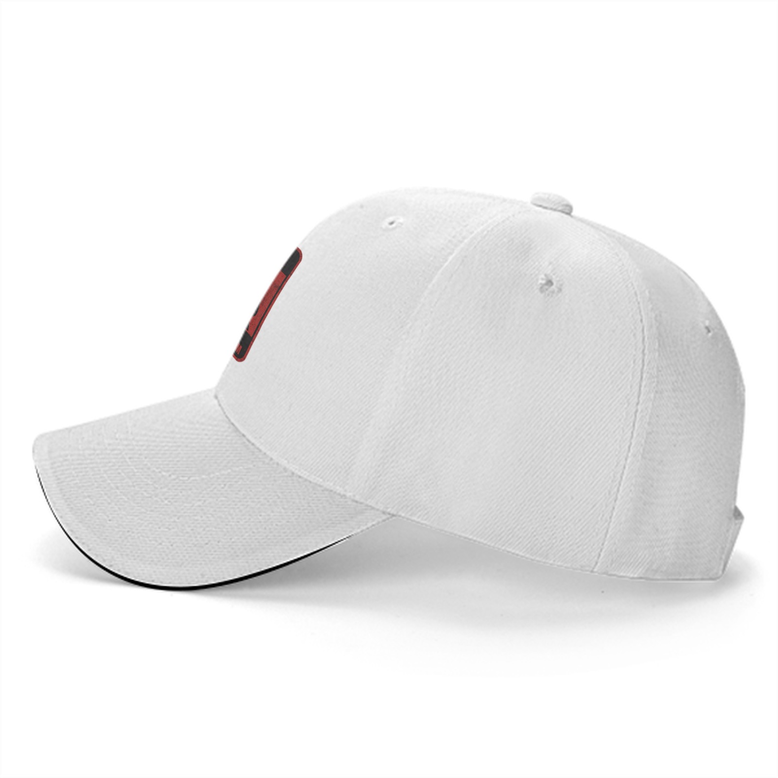 Black baseball cap with warning children graphic and text