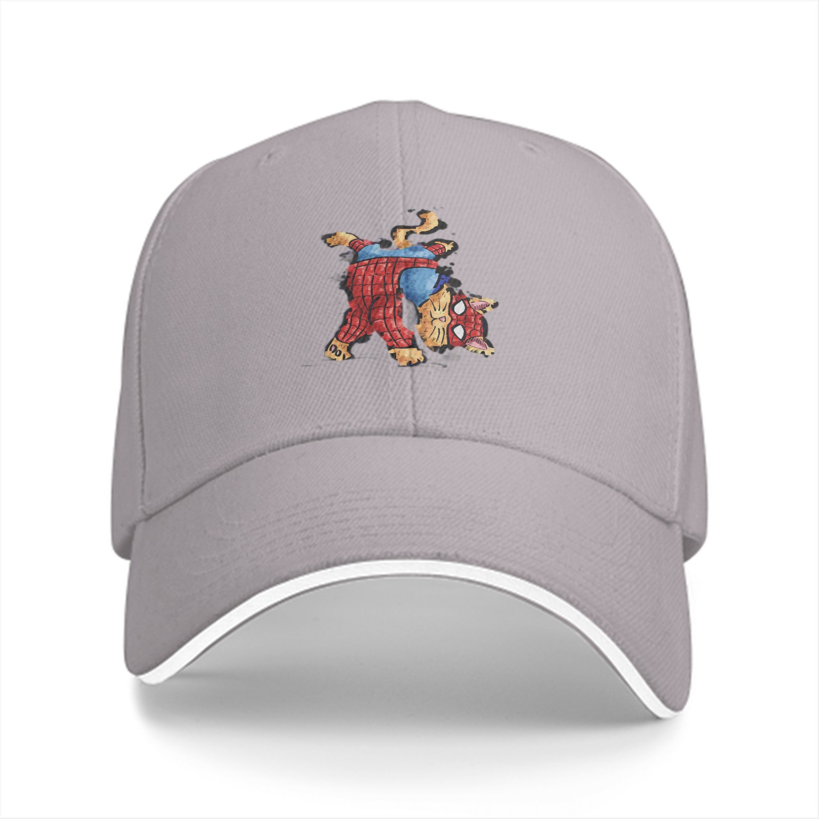 Black Baseball Cap With Spider Cat Graphic Design