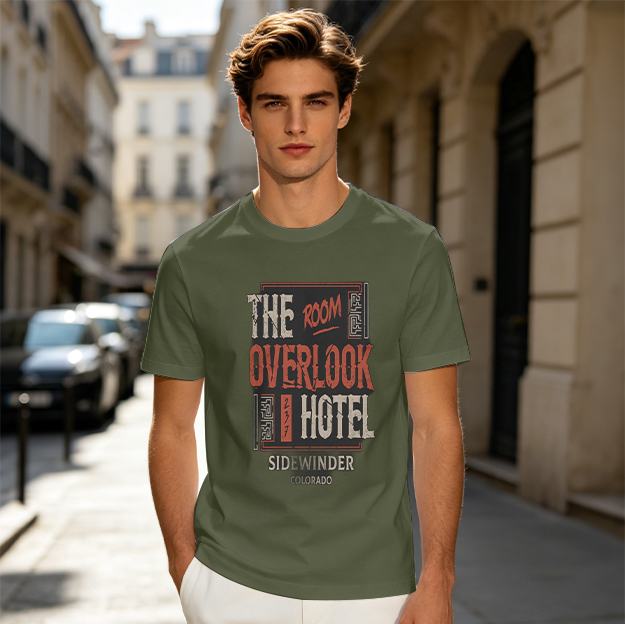 Olive t-shirt with Overlook Hotel Themed Graphic Print