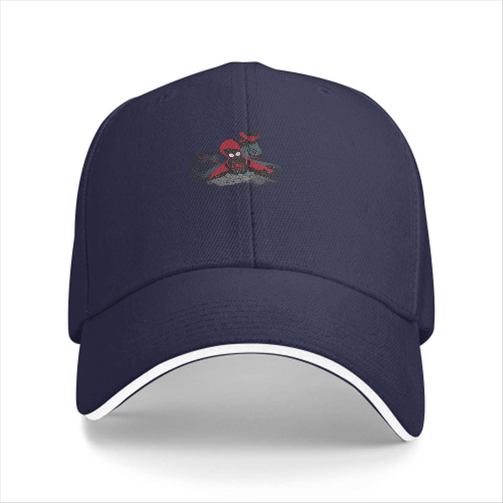 Black Baseball Cap With Spider Character Graphic Design