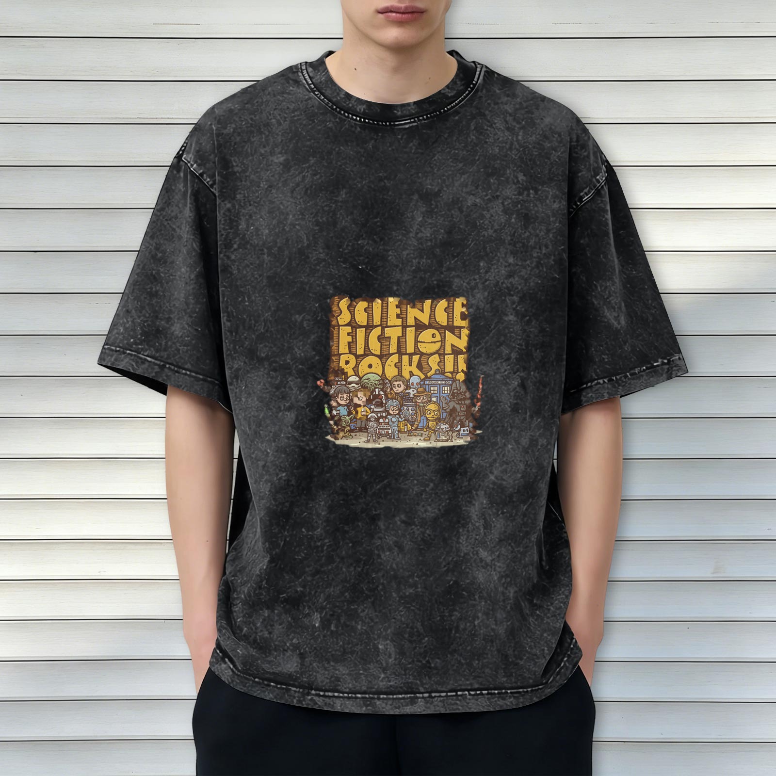 Science Fiction Rocks! Vintage Wash Graphic T-Shirt