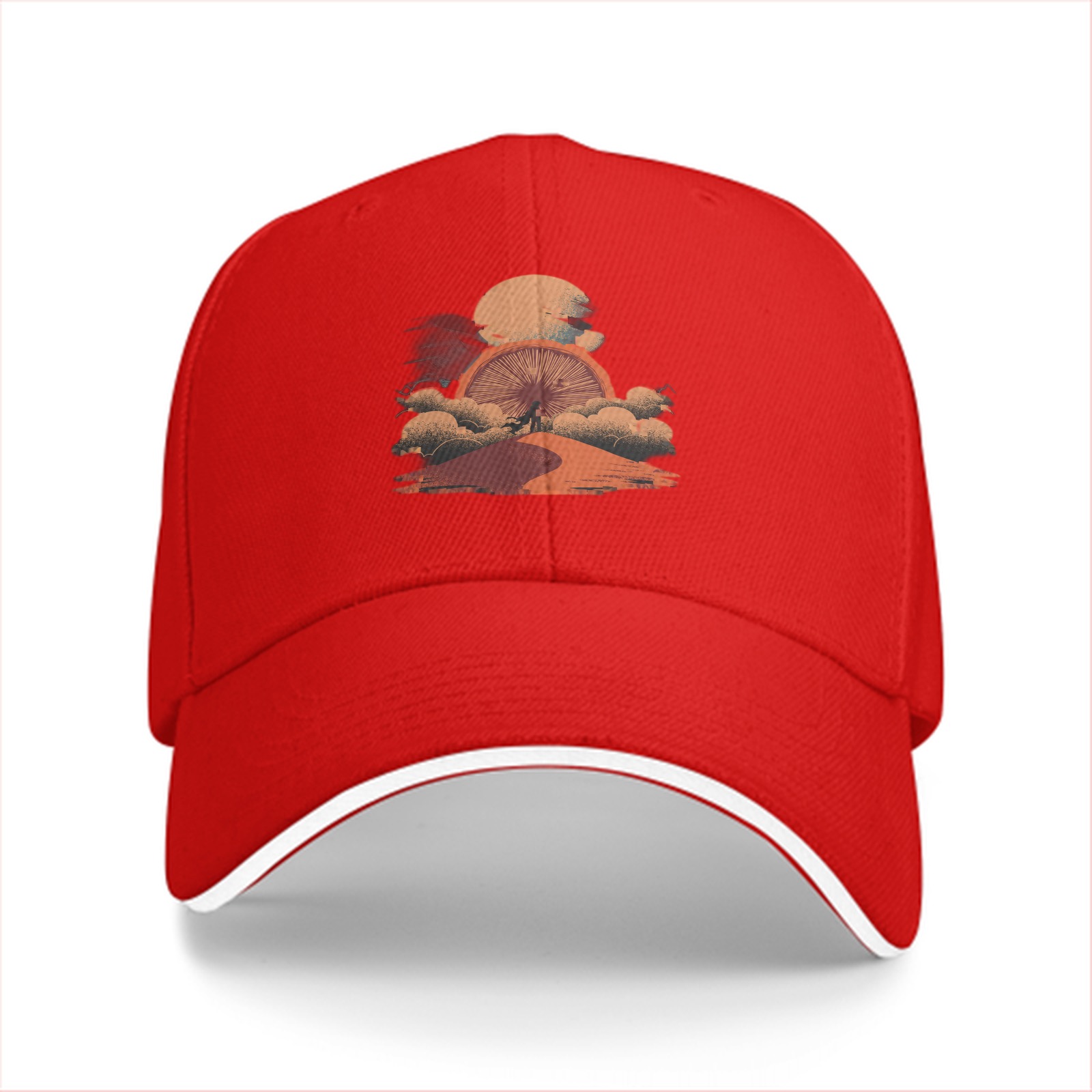 Black Baseball Cap with Desert Sunset Mountain Graphic