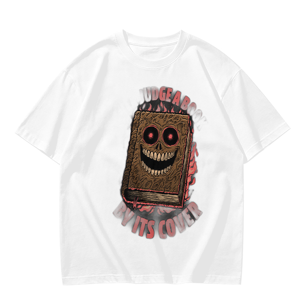 Olive T-Shirt With Evil Monster Book Graphic Design