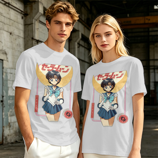 Olive T-shirt with Sailor Mercury anime graphic print